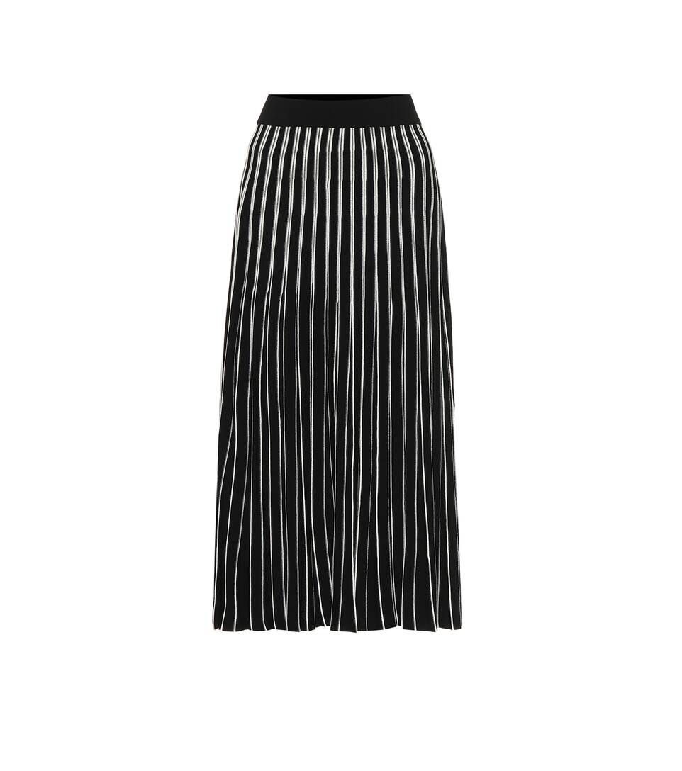 Pleated striped knit midi skirt | Mytheresa (UK)