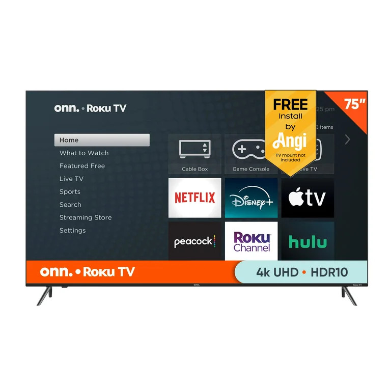 onn. 75” Class 4K UHD (2160P) LED Roku Smart Television (100044717) | Walmart (US)