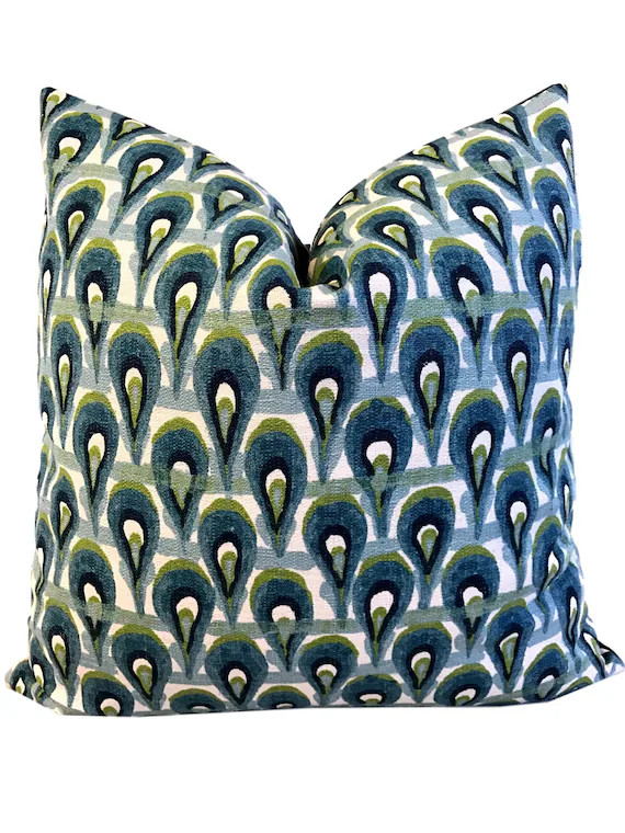 Geometric Pillow Cover  Peacock Pillow Cover  Blue Green | Etsy | Etsy (US)