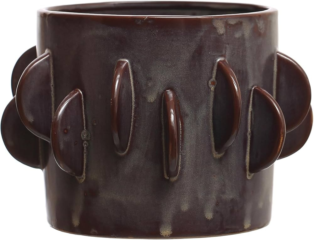 Bloomingville 7 Inches Stoneware Reactive Glaze, Holds 5 Inches Pot, Brown Planter | Amazon (US)