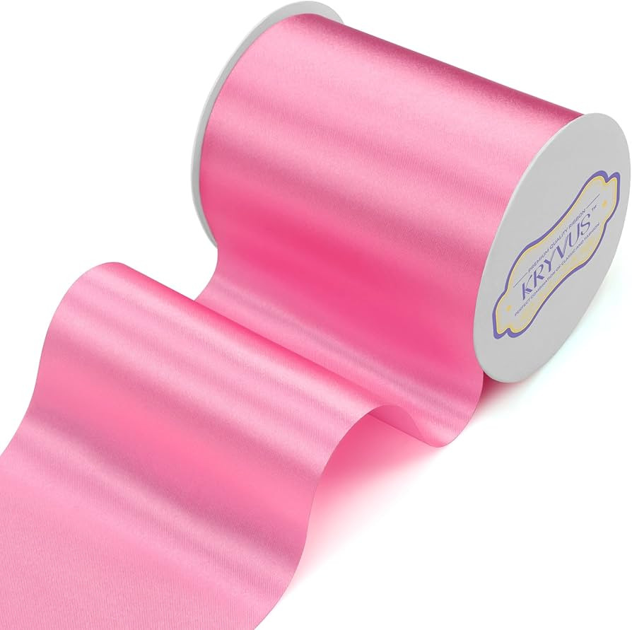 Pink Satin Ribbon, 4" x 22 Yards Wide Pink Ribbon, Solid Large Satin Ribbons for Cutting Ceremony... | Amazon (US)