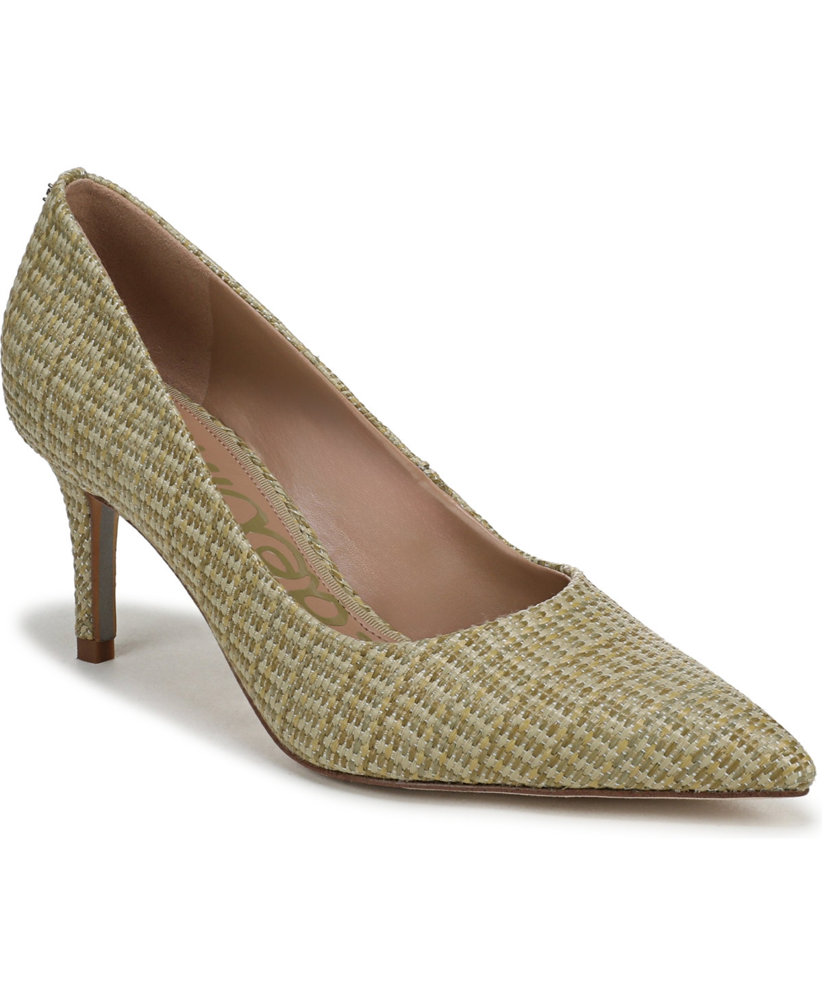 Sam Edelman Women's Vienna Pointed Toe Pumps - Washed Sage Faux Raffia | Macy's