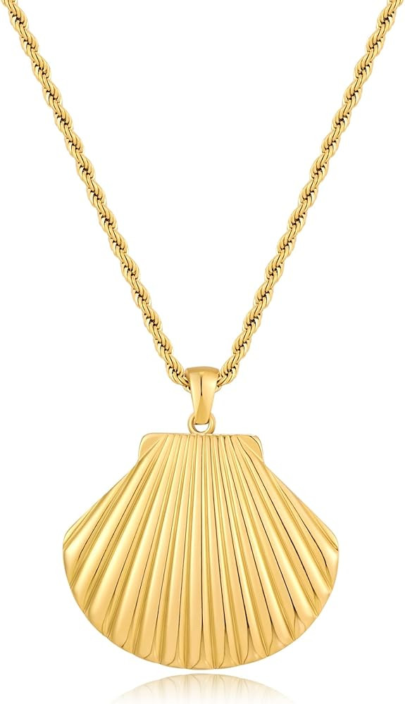 Ocean Shell Pendant Necklace Sea Shell Necklace for women Trendy Adjustable Summer Beach Costume ... | Amazon (US)