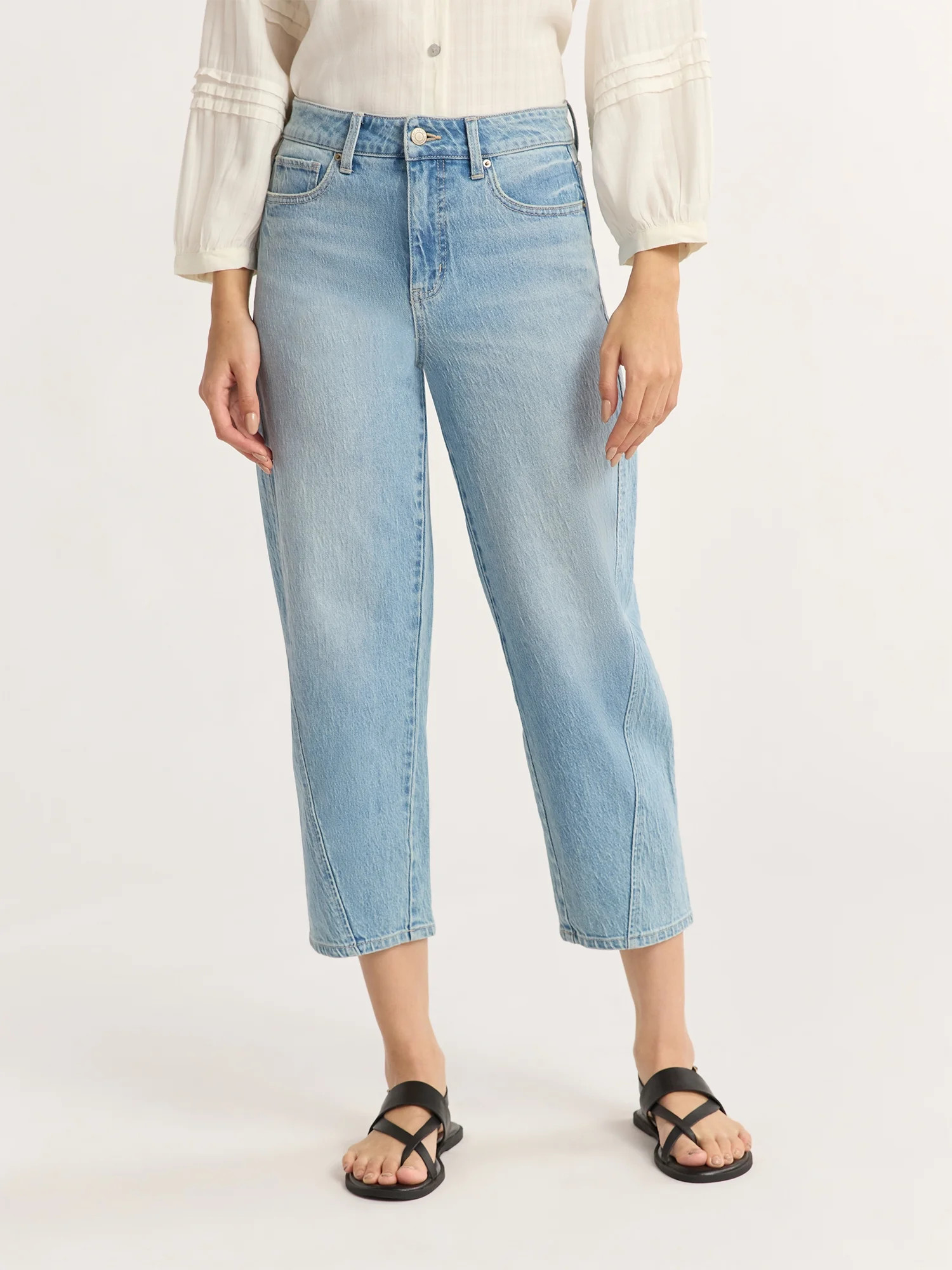 Time and Tru Women's High Rise Relaxed Straight Leg Jeans, 30" Inseam, Sizes 0-22 - Walmart.com | Walmart (US)