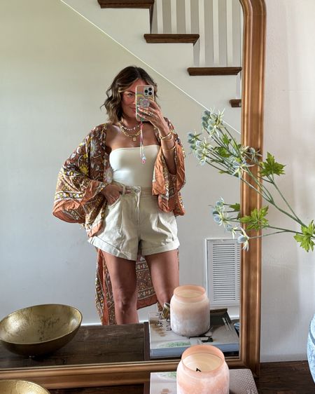 Summer outfit inspo! Wearing XS bodysuit, I would size down if inbtwn and same for shorts they run big! I’m in XS they fit like 25/26! Back is elastic they are SO comfy! This whole look is super comfy! @freepeople #freepeoplepartnee

#LTKStyleTip #LTKFindsUnder100 #LTKFindsUnder50