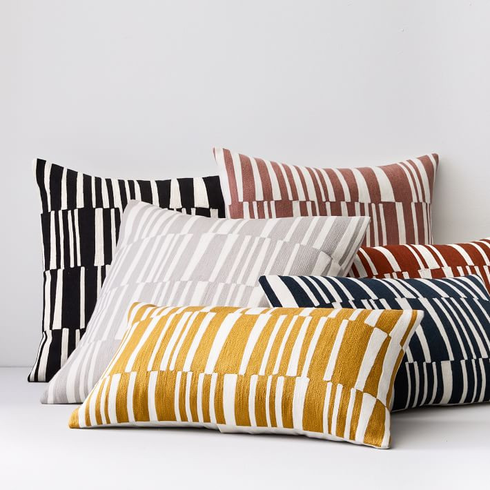 Crewel Linear Pillow Cover | West Elm (US)