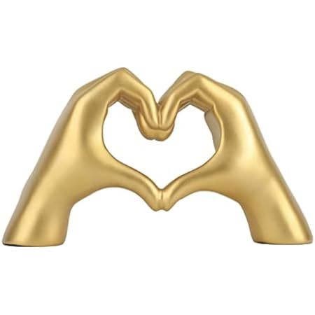 Pozbee Heart Hands Sculpture Gold, Heart Gesture Statue, Home Table Decor Hand Heart Sign Statue, He | Amazon (US)