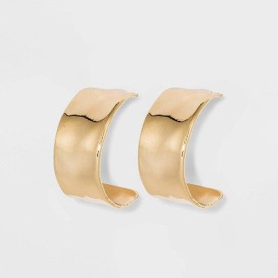 Hammered Metal Gold Hoop Earrings - A New Day™ Gold | Target