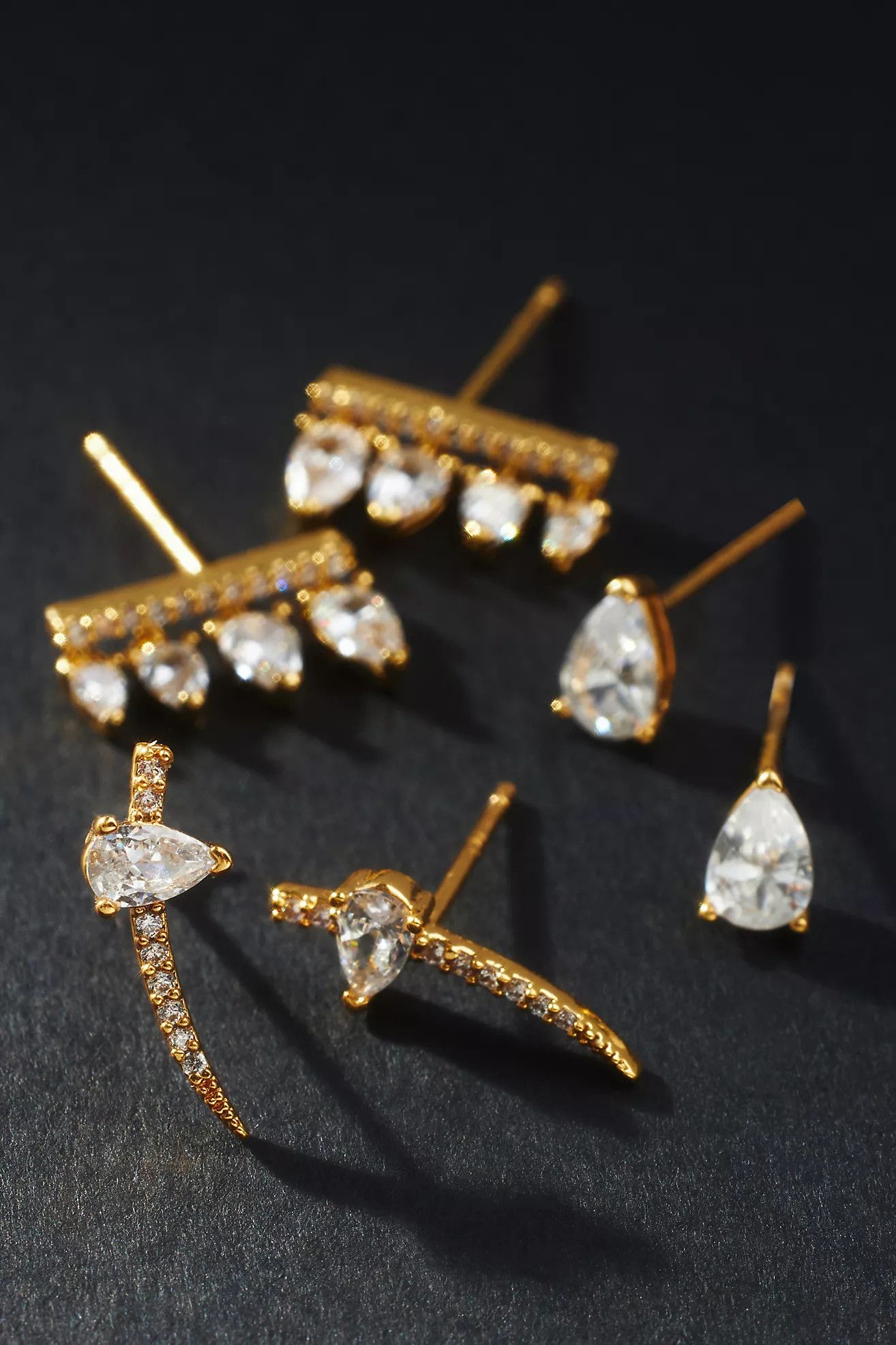 Delicate Drippy Crystal Earrings, Set of 3 | Anthropologie (US)