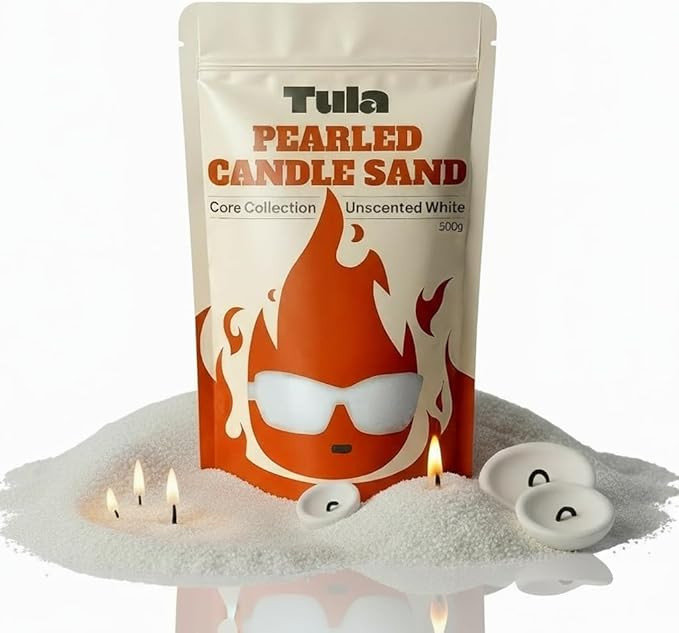 Tula Sand Candles – White Pearled Candle Sand – 18 oz Refillable Soy Wax, Unscented & Paraffi... | Amazon (US)