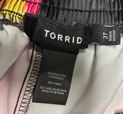 Torrid Pant Wide Leg Satin High Rise Black & Bright Pink Floral Sz 3 Tall | eBay US