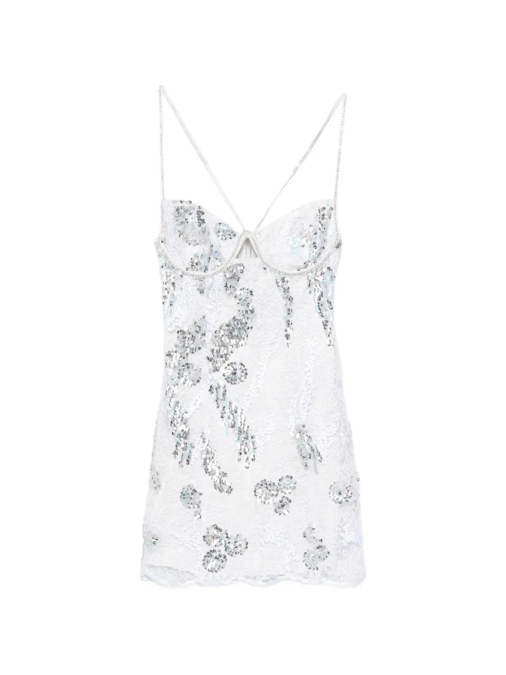 For Love And Lemons sequin-embellished lace mini dress - White | Farfetch Global