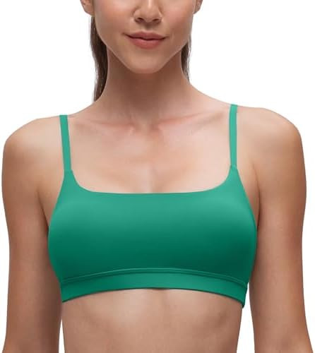 CRZ YOGA Butterluxe Adjustable Spaghetti Strap Sports Bras for Women - Scoop Neck Wireless Padded... | Amazon (US)