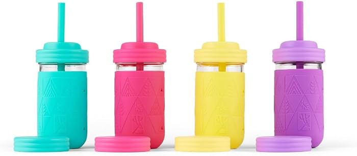 Elk and Friends Kids + Toddler Glass Cups | The Original 12oz Glass Mason Jar with Sleeves + Lids... | Amazon (US)