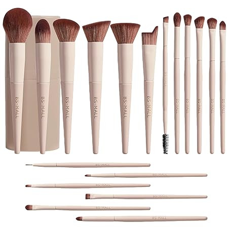 BS-MALL Professional Makeup Brush Set 18 Pcs Premium Synthetic Foundation Powder Concealers Eye S... | Amazon (US)