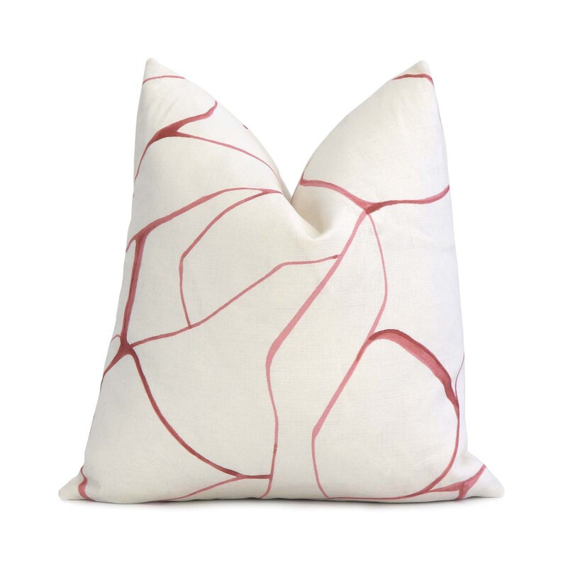 Pink Coral Filigree Schumacher Throw Pillow Cover With Gold - Etsy | Etsy (US)