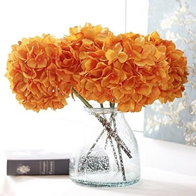 YSBER 3 Big Heads Artificial Hydrangea Silk Fake Flowers Bunch Bouquet Home Hotel Wedding Party C... | Amazon (US)