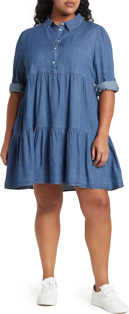 Ruffle Hem Chambray Shirt Dress | Nordstrom Rack