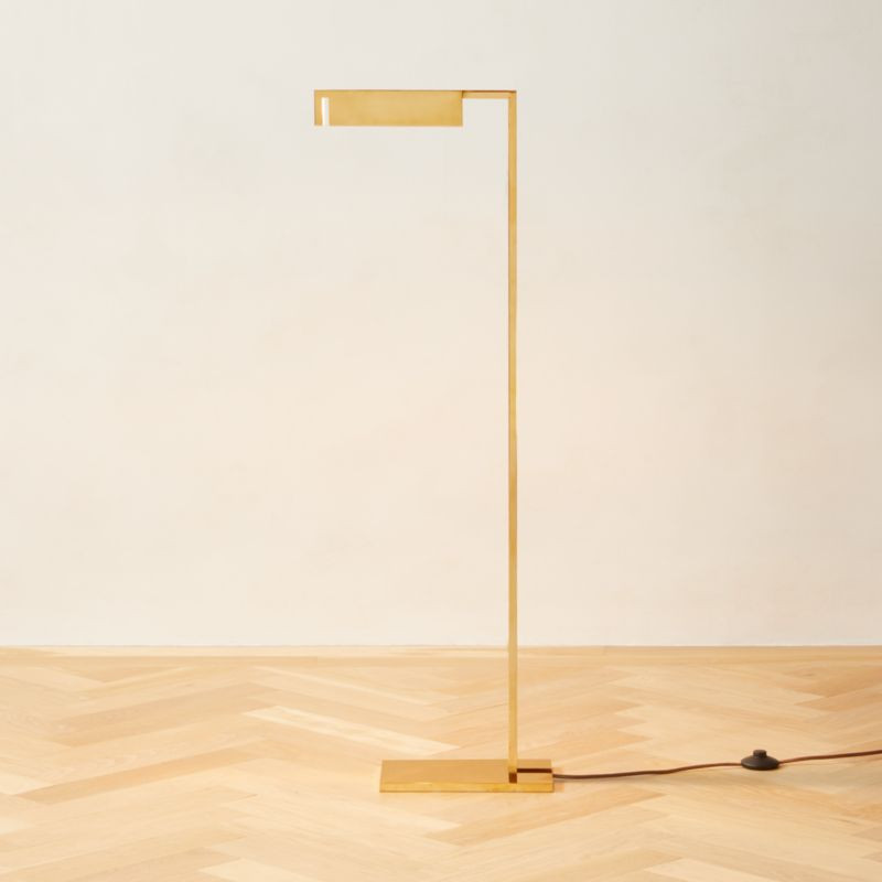 Wilde Polished Brass Task Modern Floor Lamp + Reviews | CB2 | CB2