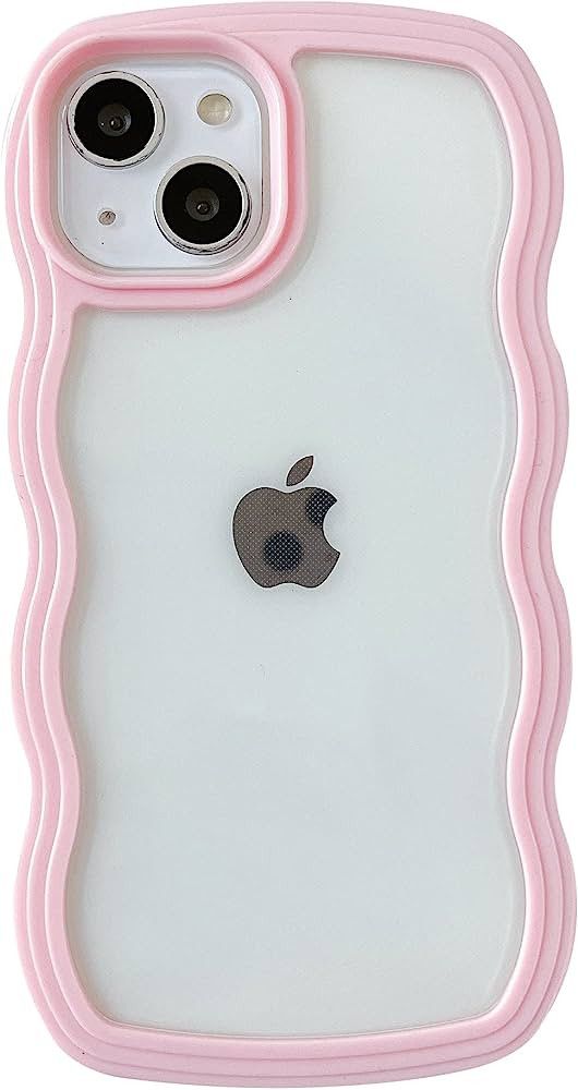Caseative Cute Curly Wave Frame Shape Shockproof Soft Compatible with iPhone Case (Pink,iPhone 13... | Amazon (US)