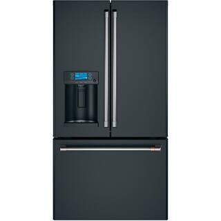 Cafe 22.2 cu. ft. Smart French Door Refrigerator with Hot Water Dispenser in Matte Black, Counter... | The Home Depot