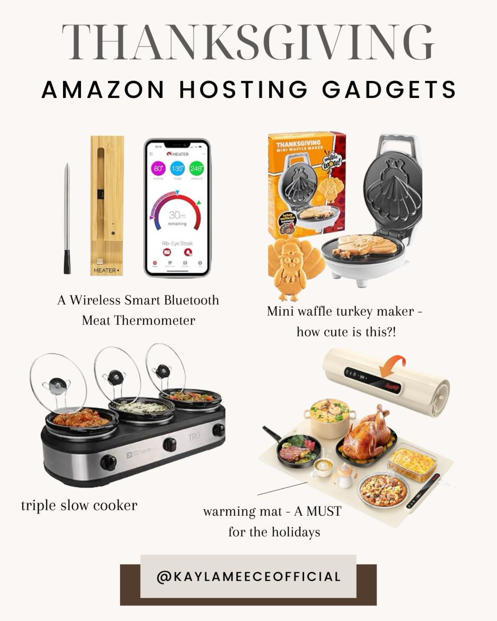Thanksgiving Hosting Gadgets 

#hostingappliances #hostinggadgets #warmingmat #giftguideforhosting #amazonkitchenfinds #miniwafflemaker #cutethanksgivingdecor #thanksgivingwafflemaker #bluetoothmeatthermometer #meatthermometer #turkeygadgets #kitchencookinggadgets #tripleslowcooker #amazonhostingfinds 

#LTKHoliday #LTKCyberWeek #LTKGiftGuide
