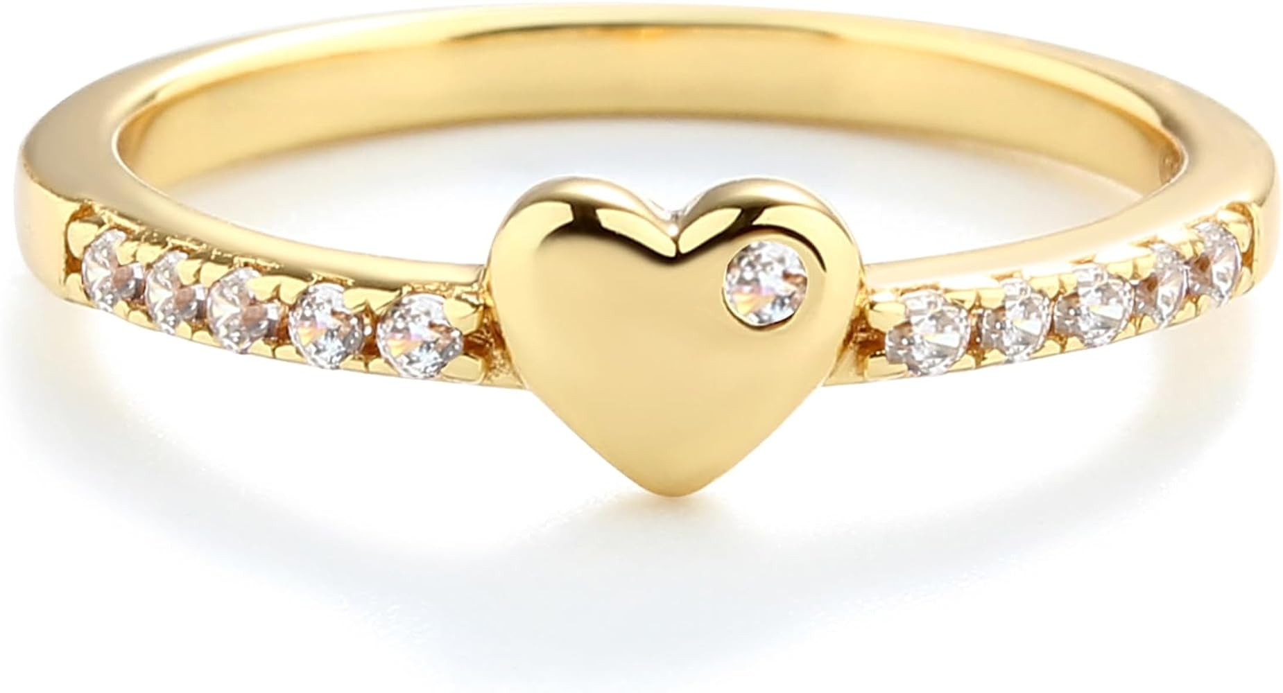 Precious Pieces Sterling Silver or 14K Gold Plated Baby Ring with Puff Heart and Pink CZs for Bab... | Amazon (US)