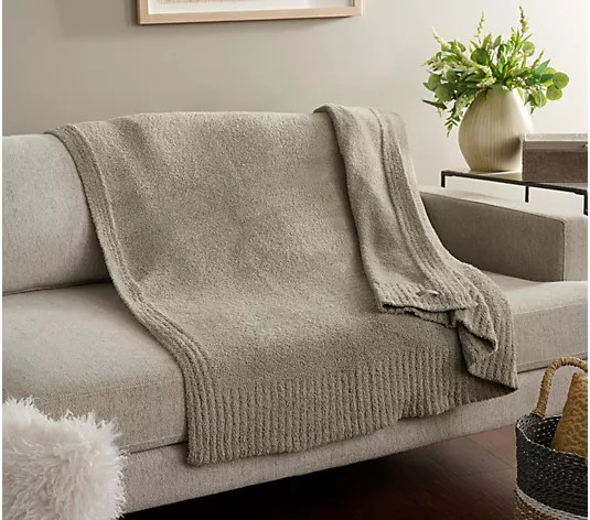 Barefoot Dreams CozyChic 54x72 Stacked Ribbed Border Throw - QVC.com | QVC