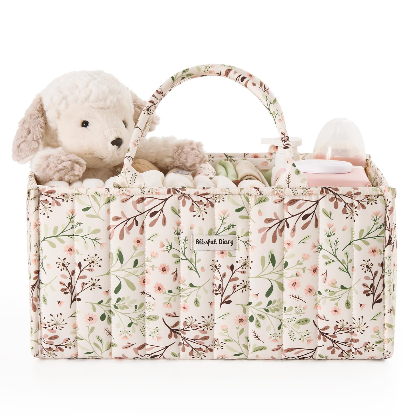 Blissful Diary Floral Diaper Caddy Organizer, Stylish Nursery Storage Basket, Gift for Baby Showe... | Amazon (US)