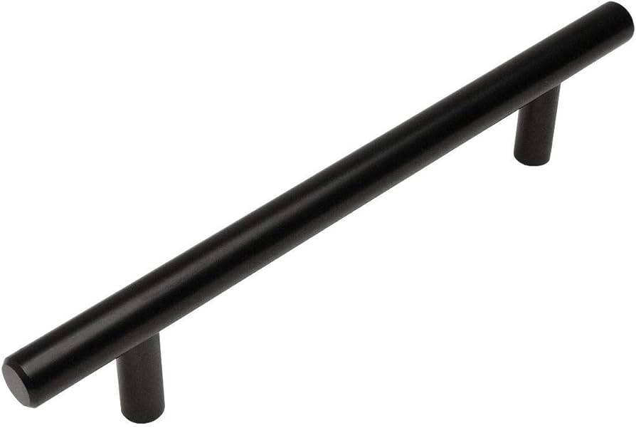 Cosmas 10 Pack 305-160FB Flat Black Cabinet Hardware Euro Style Bar Handle Pull - 6-5/16" Inch (1... | Amazon (US)