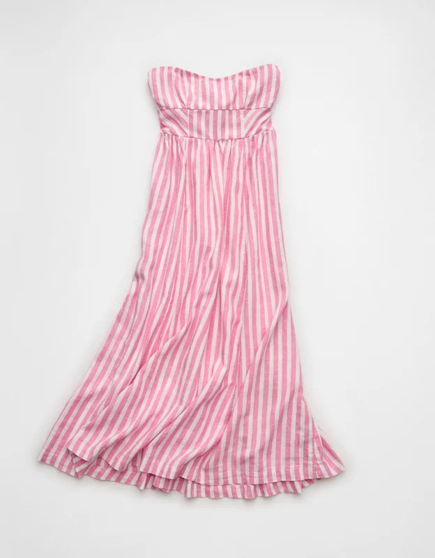 AE Strapless Corset Midi Dress | American Eagle Outfitters (US & CA)
