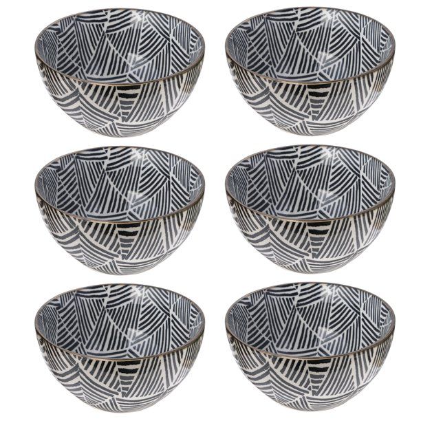 Pfaltzgraff® Set of 6 Pad Print Black Geometric Soup Bowls | Walmart (US)
