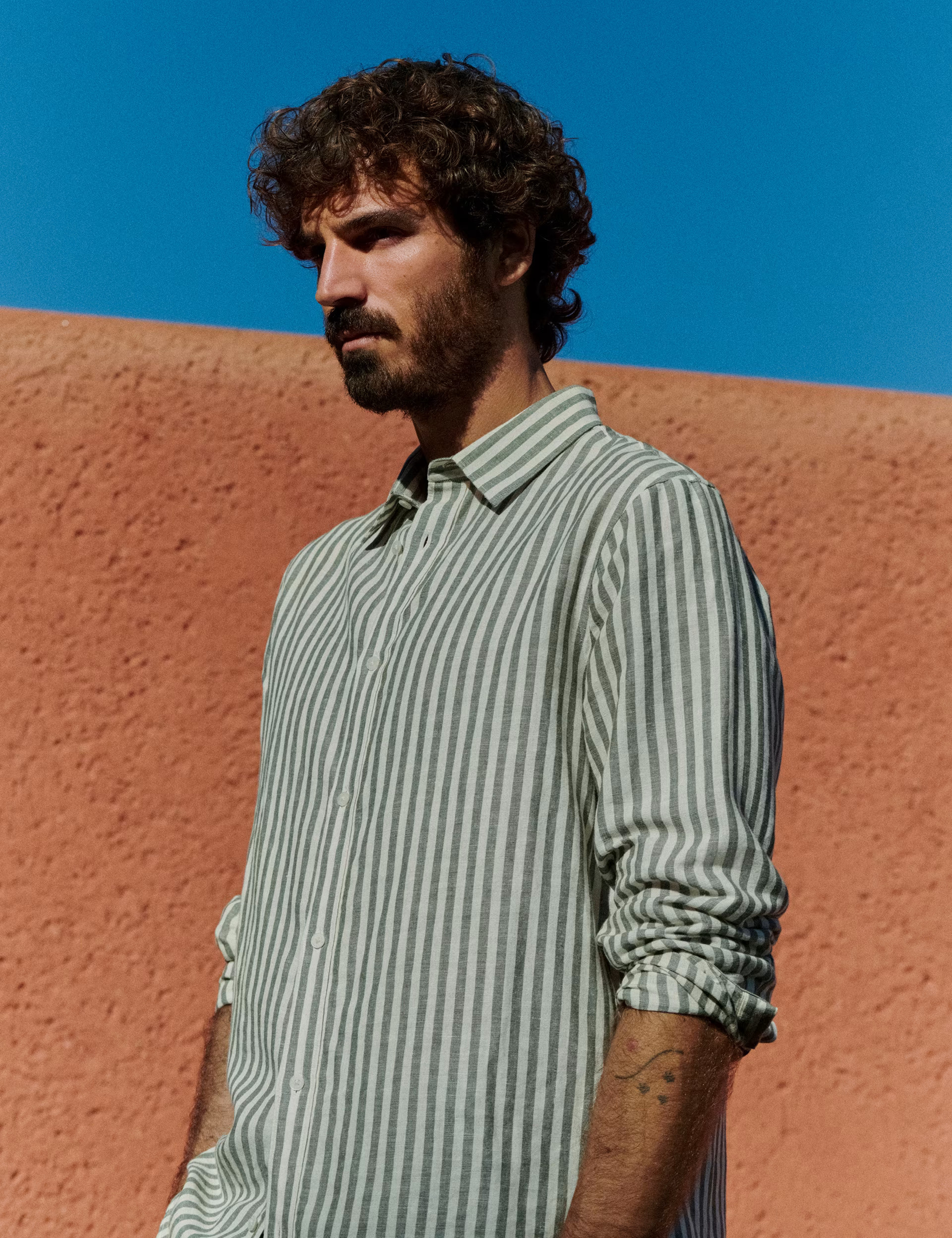 Easy Iron Cotton Linen Blend Striped Shirt | Marks & Spencer (UK)
