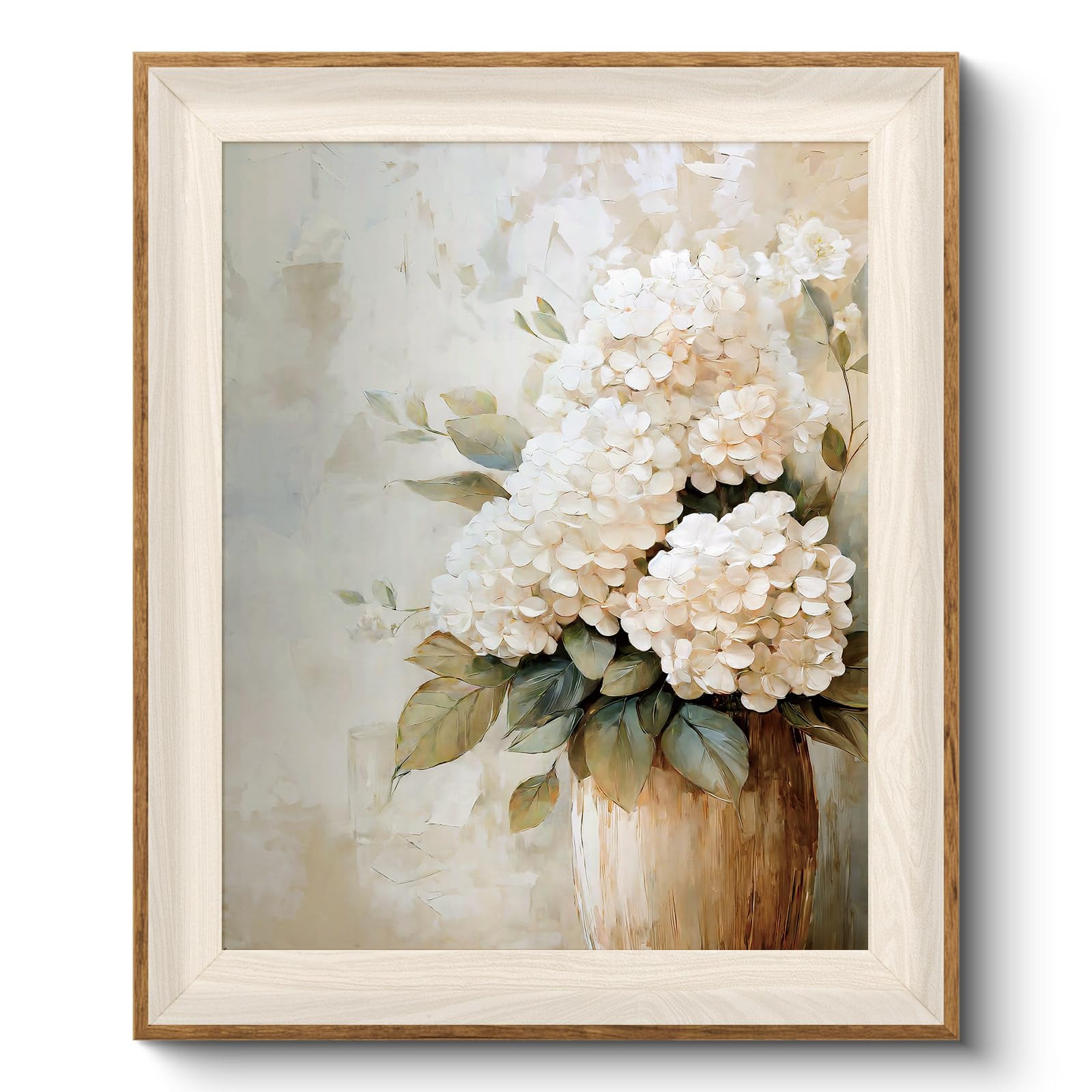 VIYYIEA Framed Canvas Wall Art, Flowers Wall Art for Living Room, White Hydrangea Oil Painting Pi... | Amazon (CA)
