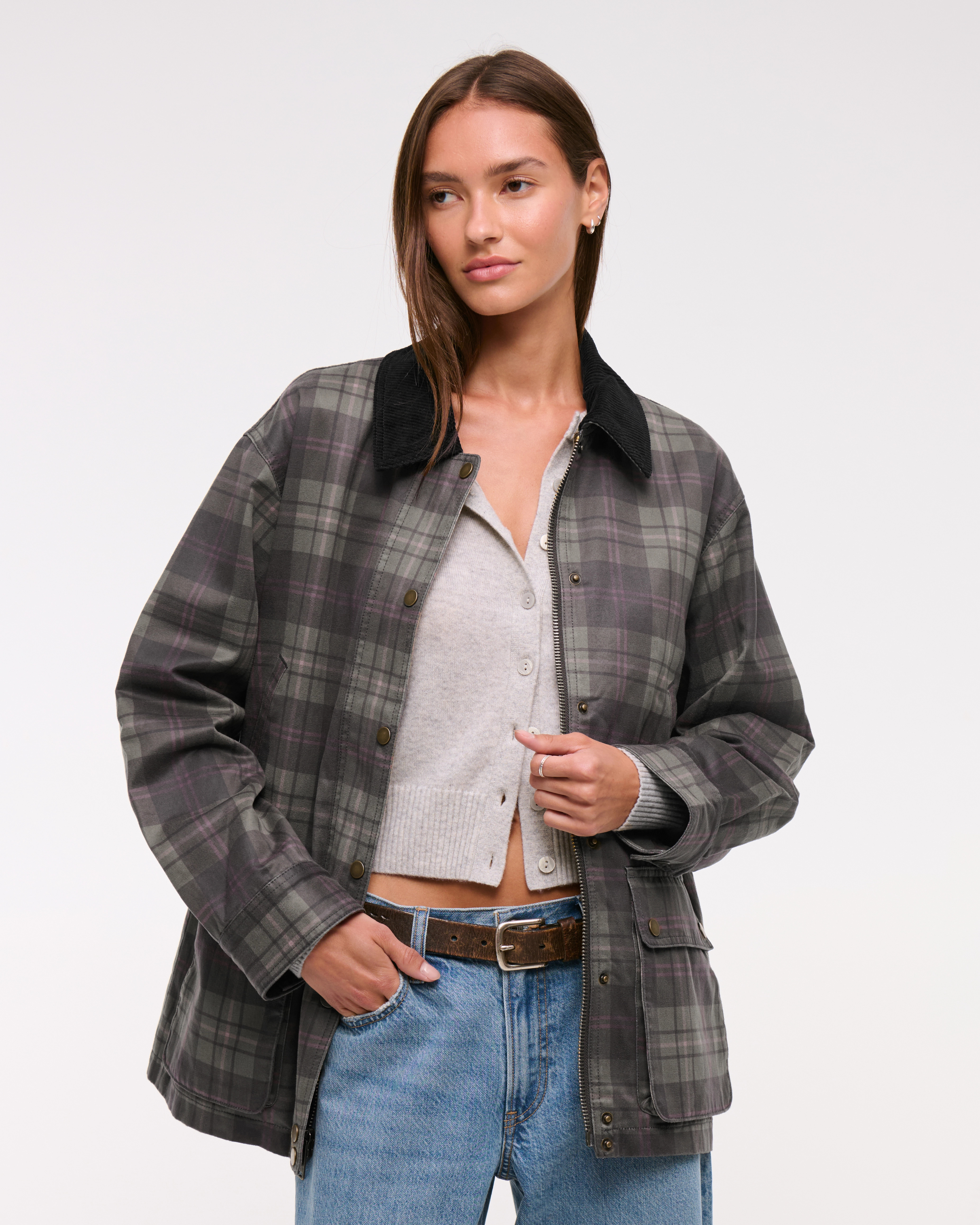 Mid-Length Waxed Barn Jacket | Abercrombie & Fitch (UK)