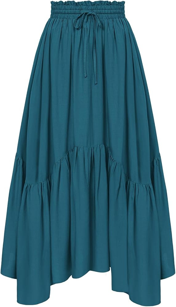 Scarlet Darkness Maxi Skirts for Women Flowy Boho Renaissance Skirt | Amazon (US)