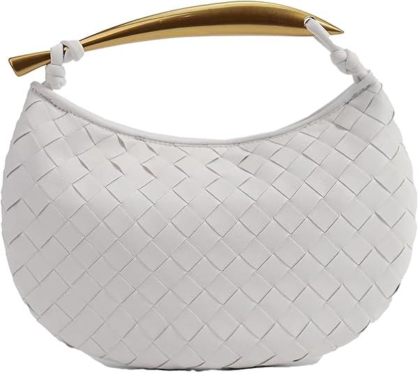 Woven Leather, Woven Handbag Dumpling Bag Dinner Handbag For Women Purse Hobo Bag Fashion Moon Ba... | Amazon (US)