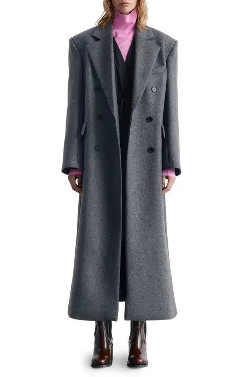 & Other Stories Longline Double Breasted Coat in Grey Dark at Nordstrom, Size Large | Nordstrom