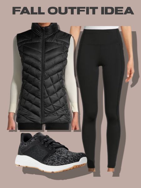 Puffer vest black leggings black sneakers athleisure Walmart finds 

#LTKunder50 #LTKunder100 #LTKsalealert