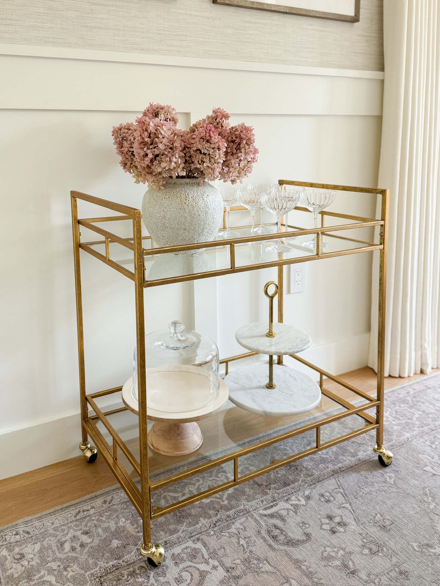 Style your bar car seasonally with some eye catching glassware and beautiful faux stems

Fall decor, bar cart, dining room decor, neutral design, area rugg

#LTKSeasonal #LTKSaleAlert #LTKHome