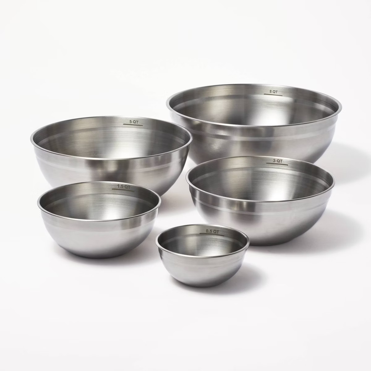 5pc Stainless Steel Non-Slip Mixing Bowls (no lids) Silver - Figmint™: Nesting Kitchen Set, Dis... | Target