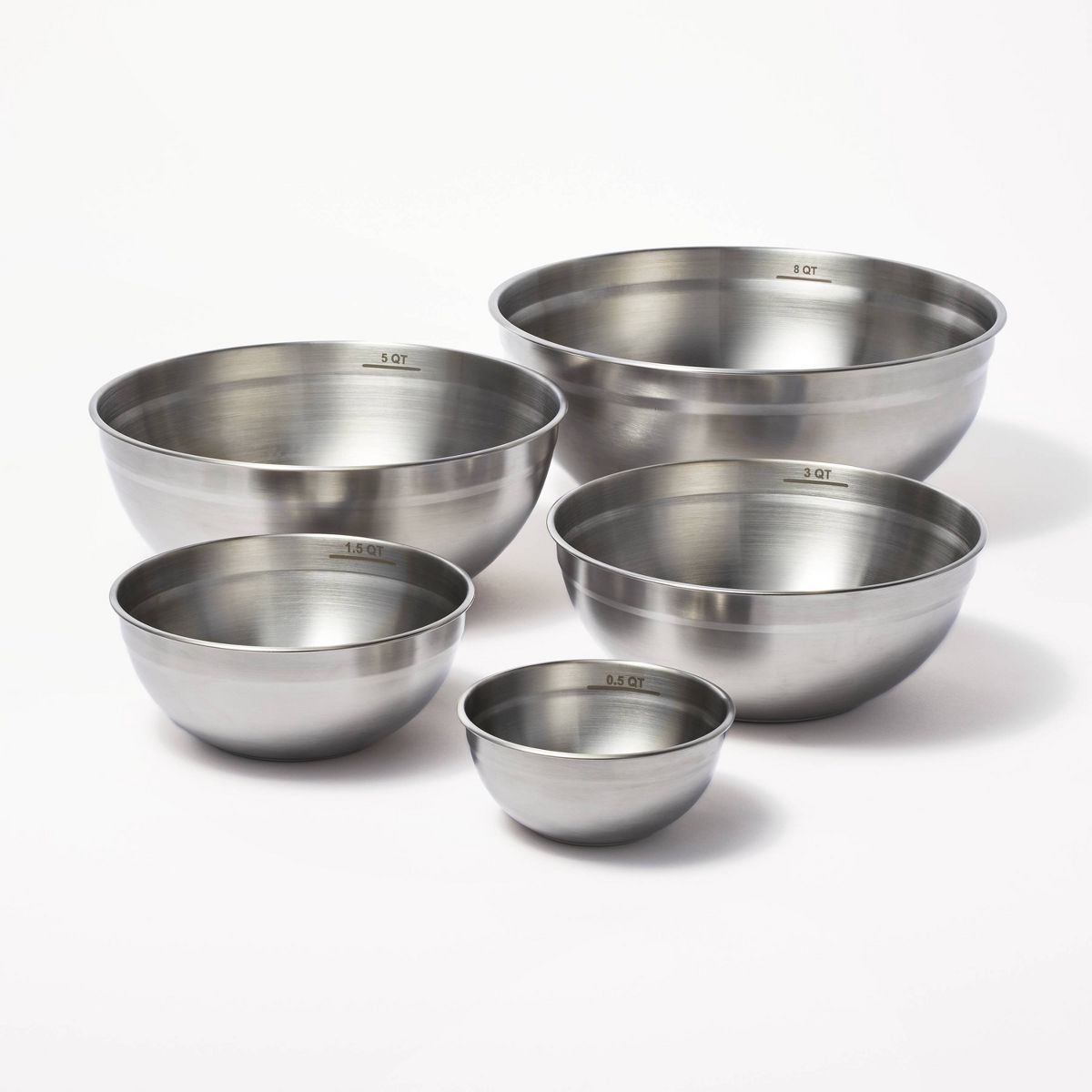 5pc Stainless Steel Non-Slip Mixing Bowls (no lids) Silver - Figmint™ | Target