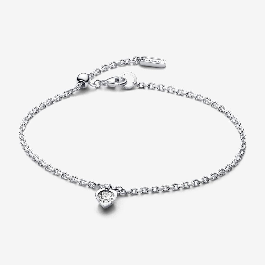 Pandora Talisman Lab-grown Diamond Heart Chain Bracelet  0.25 carat tw Sterling Silver | Pandora US