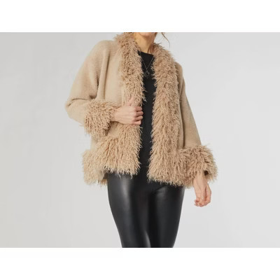 Women's Marley Shaggy Fur Trim Cardigan - COCO + CARMEN S/M | Target