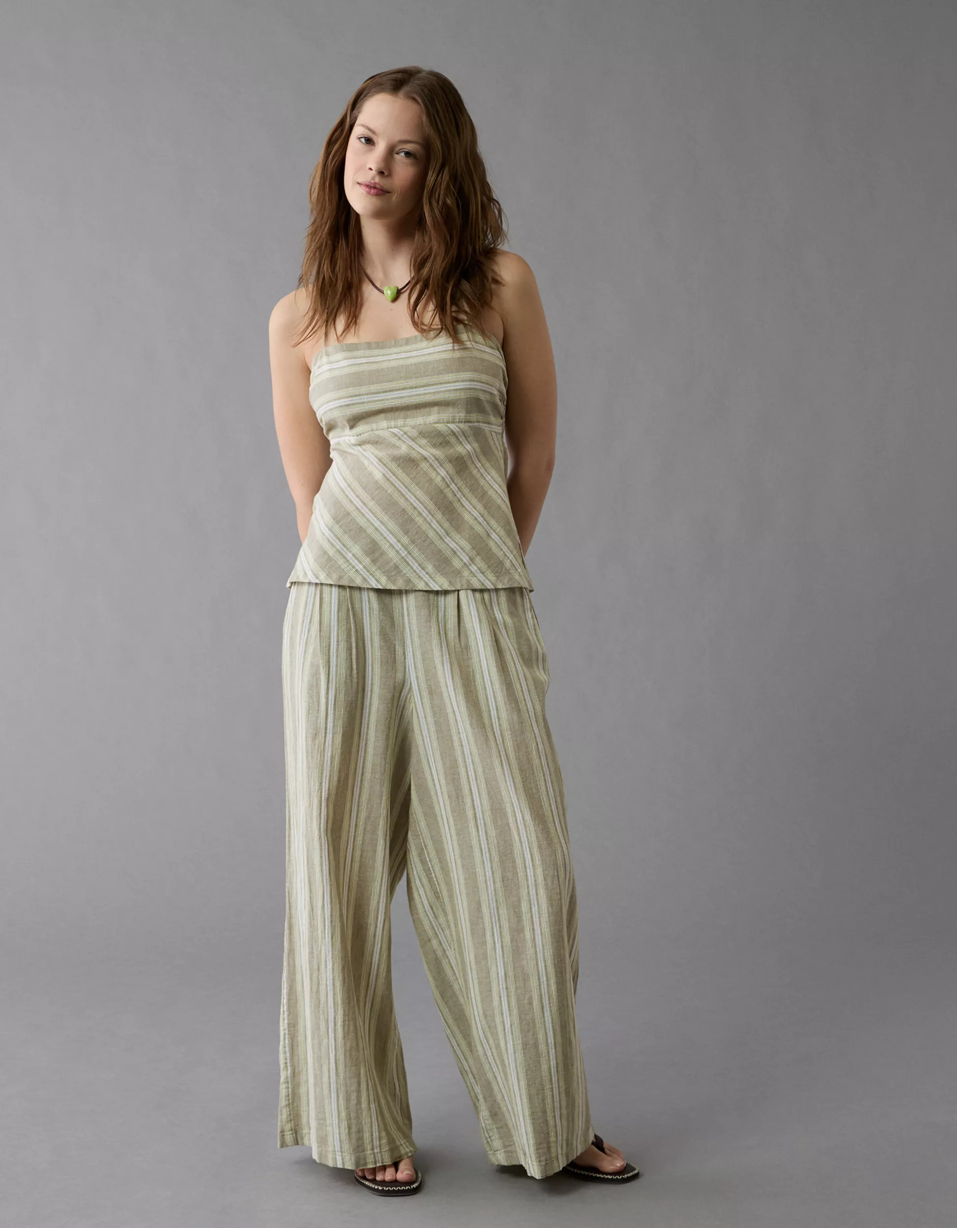 AE Linen-Blend High-Waisted Wide-Leg Pant | American Eagle Outfitters (US & CA)
