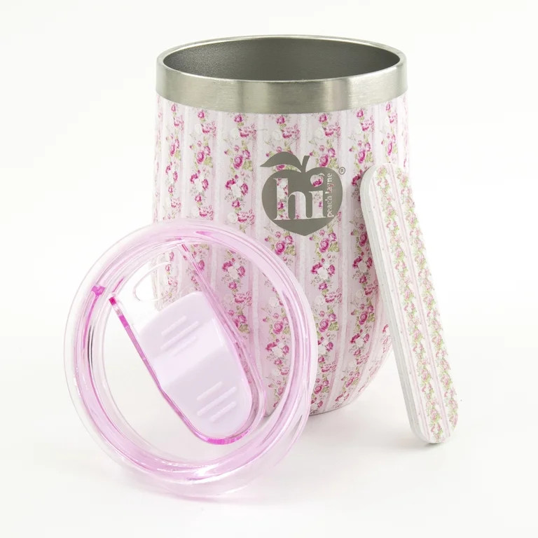 Hi Peach Layne, Mother's Day Gift Set, Pink Stripe Floral Wine Tumbler with Nail File | Walmart (US)