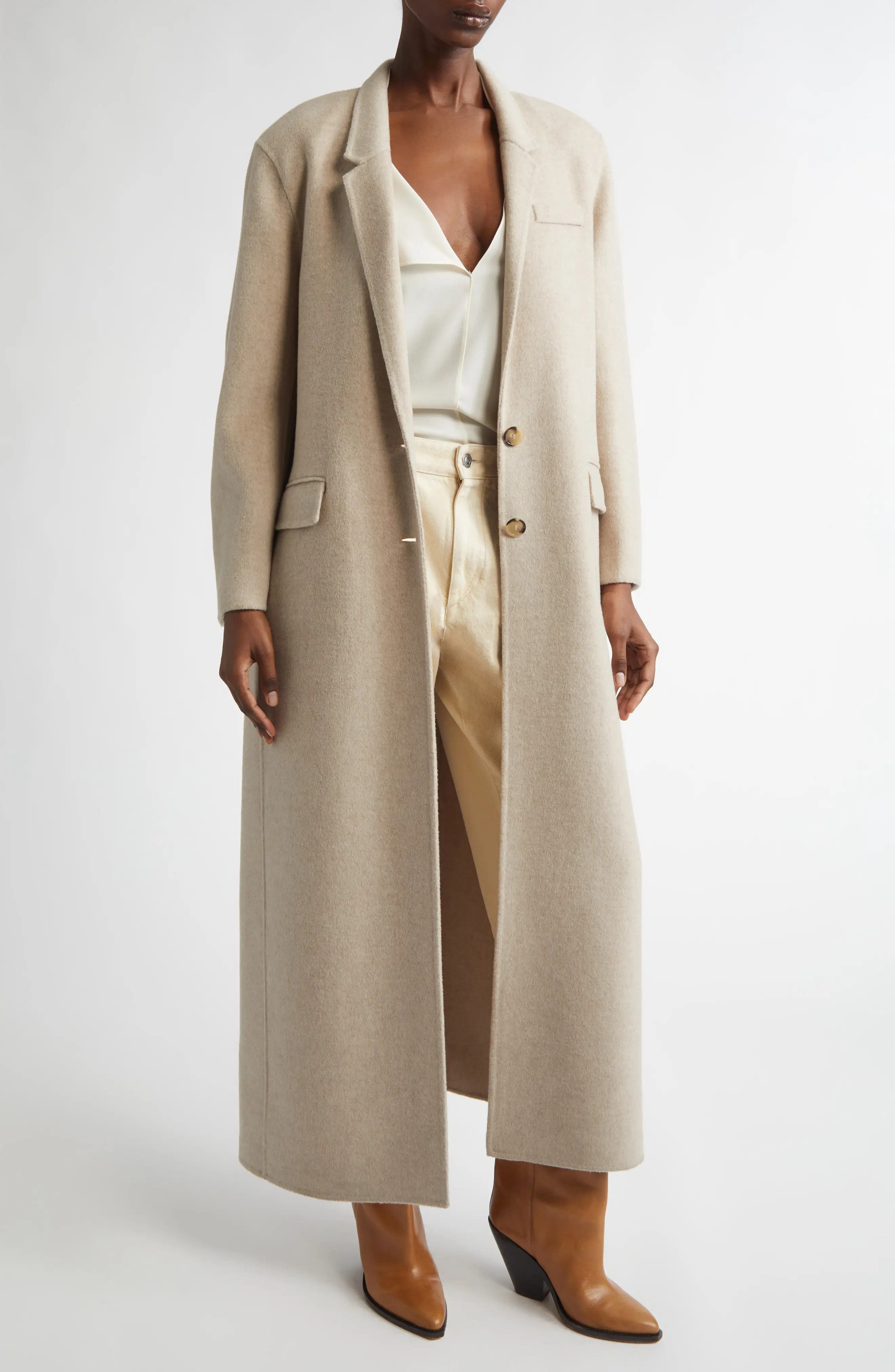 Isabel Marant Wool & Cashmere Coat in Sand at Nordstrom, Size 40 | Nordstrom