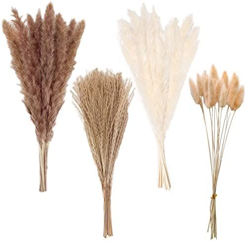 Pampas Grass Boho Home Decor, 75Pcs Natural Dried Carefully Hand-Picked Fluffy Pompas Grass 17", ... | Amazon (US)