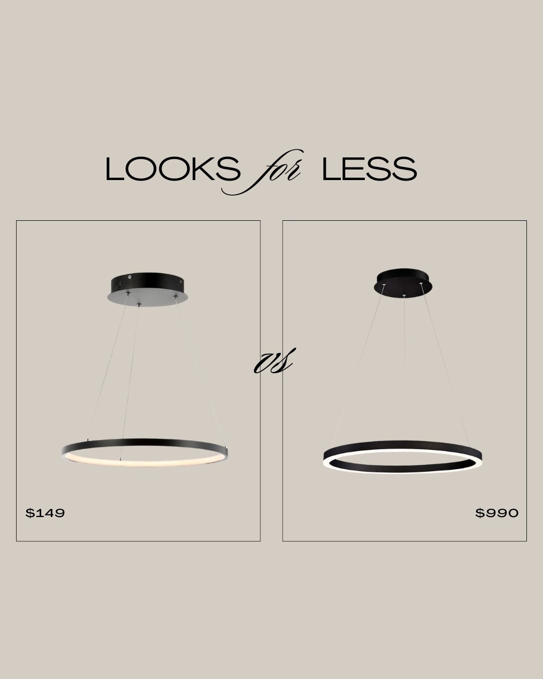 Luxury isn't about the price tag. It's about knowing where to spend... and where to save.

This month's Looks for Less proves that perfectly. A sleek black bedroom pendant for $149 delivers the same dramatic, designer-inspired look as one priced at $990—leaving you with over $800 to invest in the pieces that truly transform a space.

At Covelle & Company, we're all about designing smarter, not just spending more. Because a beautifully curated home comes from thoughtful choices, not endless budgets.

✨ Which one would you choose if we didn't tell you the price?

Save this post for your next bedroom refresh, send it to someone who loves designer style for less, and follow along for next month's Looks for Less.

#CovelleAndCo #LooksForLess #DesignerStyle #InteriorDesign #BedroomInspo #LuxuryForLess #HomeDecor #DesignSmart

#LTKHome #LTKSaleAlert #LTKSeasonal