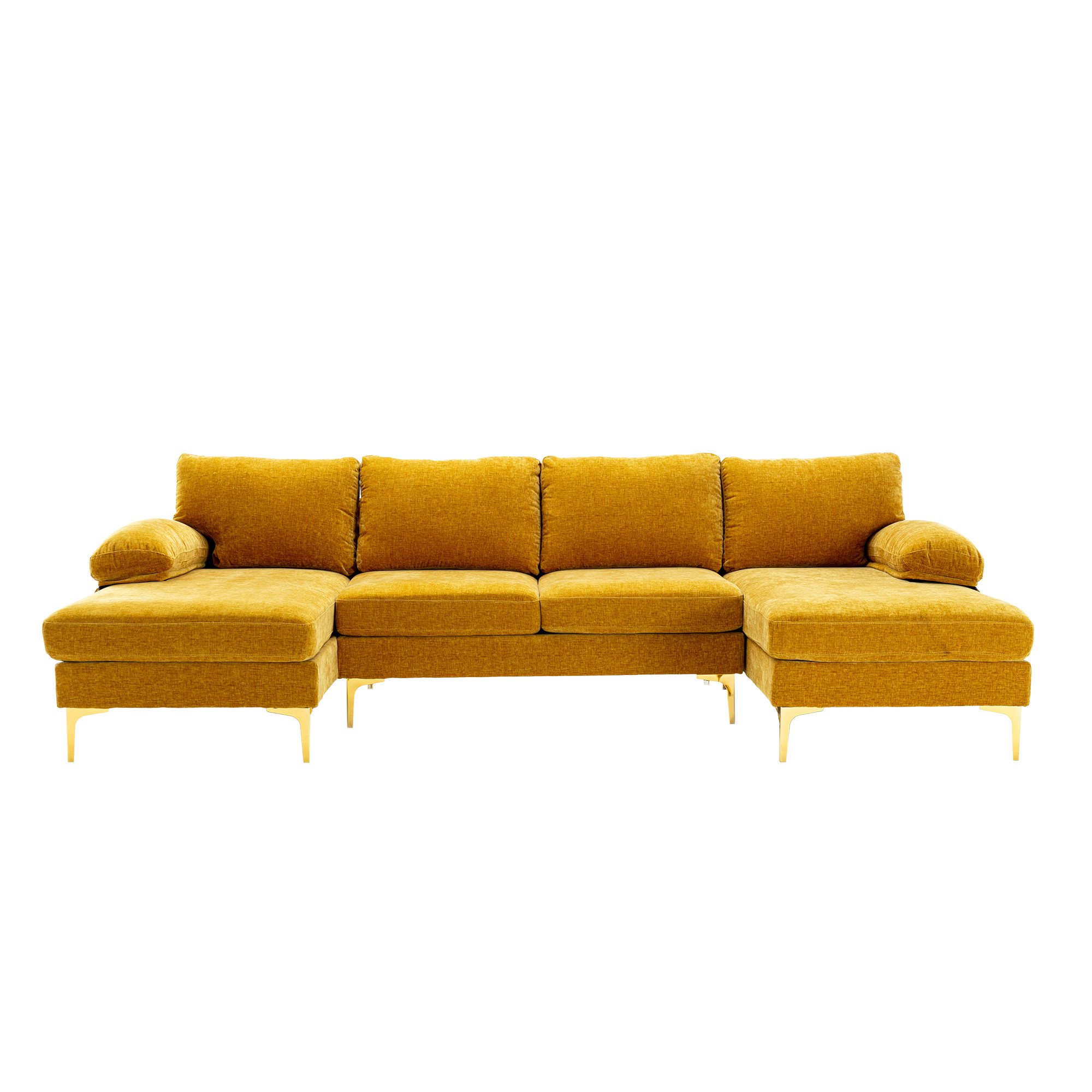 Upholstered U-Shape Sectional Sofa with Golden Metal Legs, Accent Sofa, Velvet Sectional Sofa, Mi... | Walmart (US)